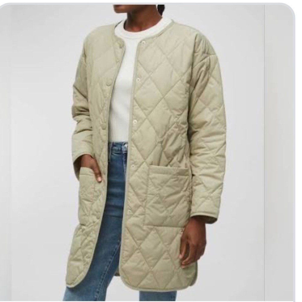 Michael Stars Sonnet Snap Front Quilted Coat. Light Olive. NWT. 1X - Picture 4 of 10
